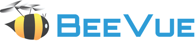 BeeVue logo, featuring a bee with drone propellers for wings